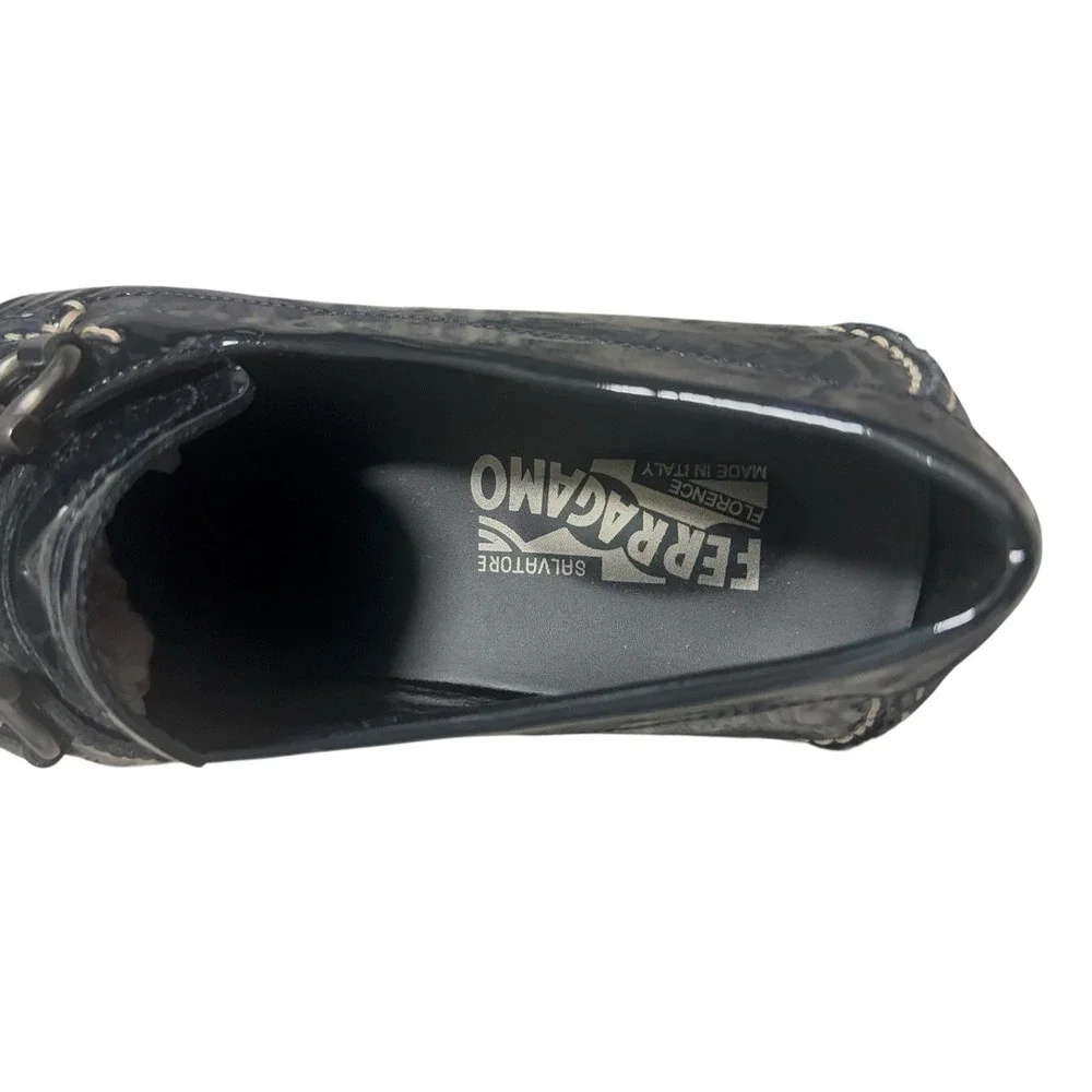 Salvatore Ferragamo Parigi Cobalto‎ Patent Leather Driver Loafers 6.5 EE New